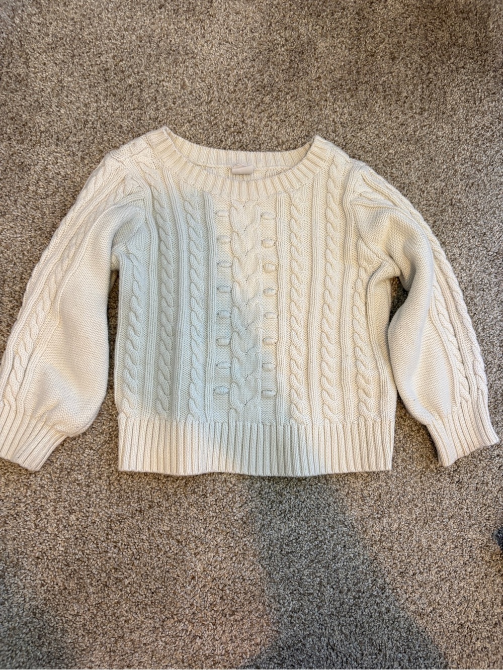 Baby Gap Chunky Knit Fisherman Sweater Toddler 4T 100% Cotton Cream